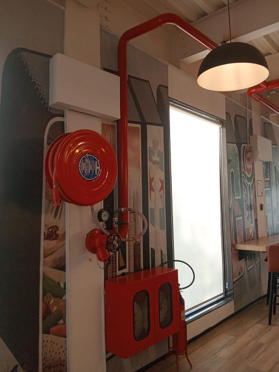 External fire hydrant with landing valve and hose reel cabinet installed by Maroon Peak